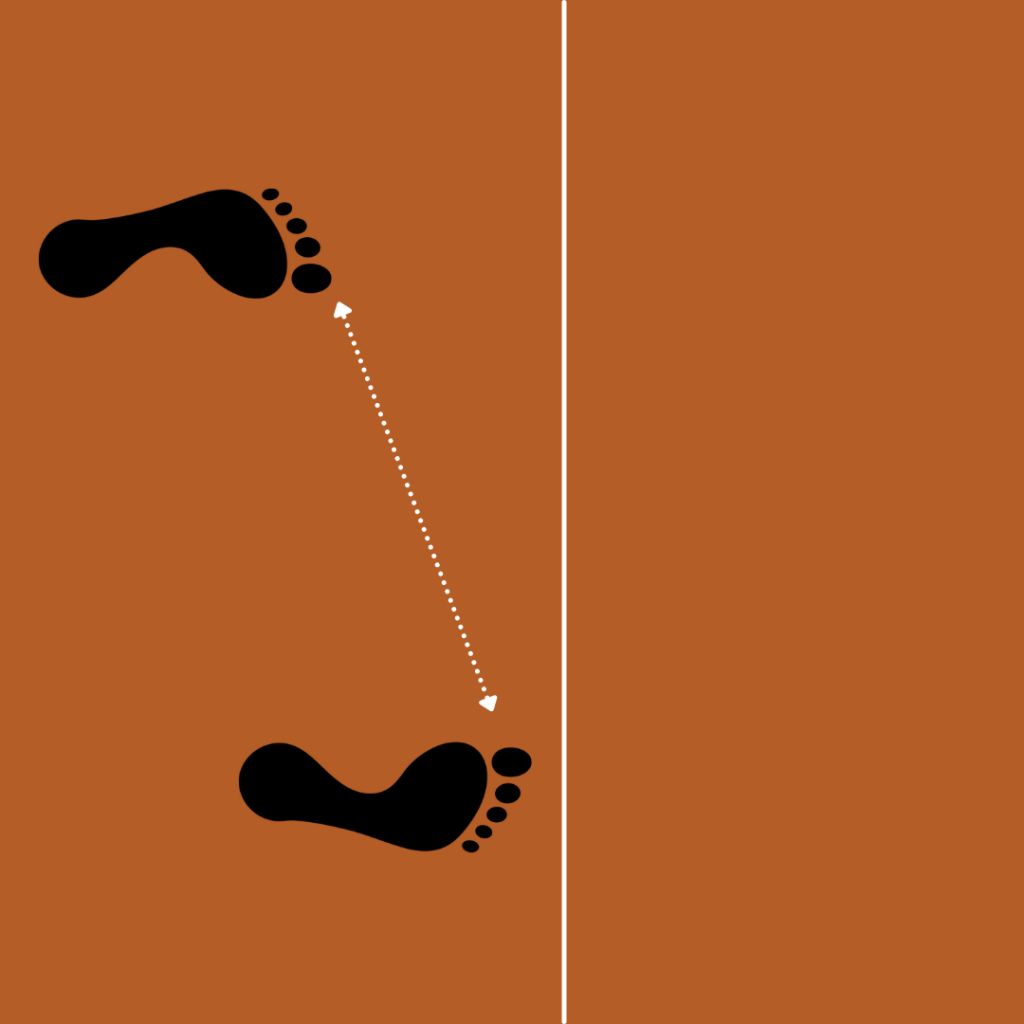 Showing feet position for an open baseball batting stance